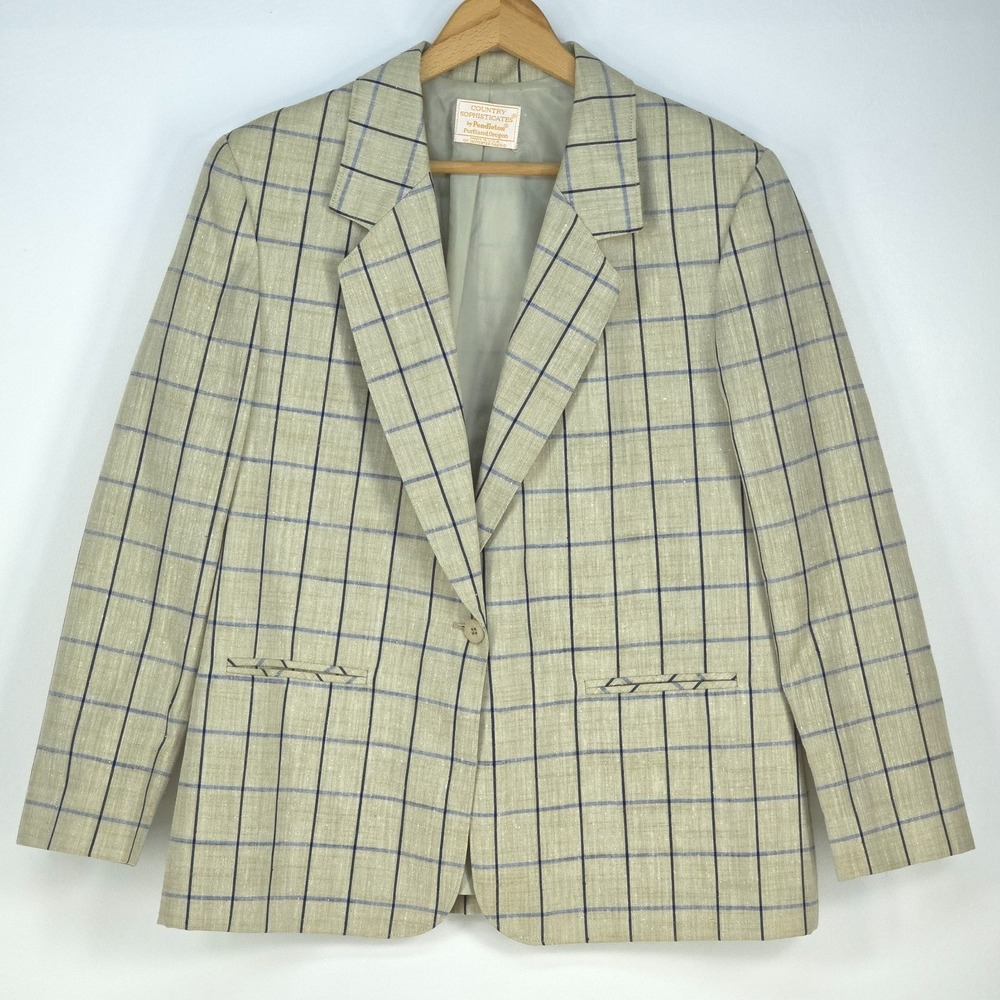 Vintage Pendleton Country Sophisticates Check Blazer Womens 16 Classic Heritage